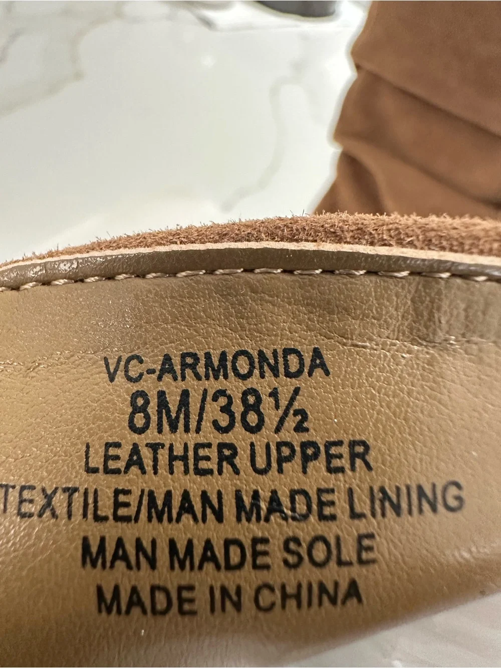 Vince Camuto Tan Suede Armada Slouchy Pointed Toe Heeled Boot Sz 8